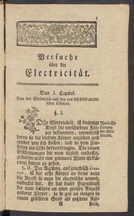 Versuche über die Electricität