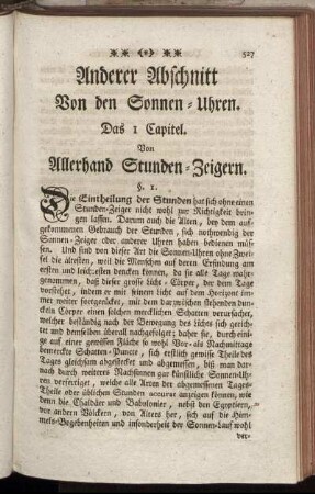 Anderer Abschnitt. Von den Sonnen-Uhren.