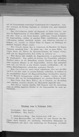 Sitzung vom 8. Februar 1881.