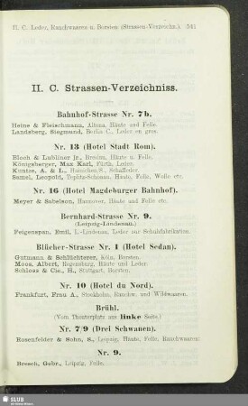 II. C. Strassen-Verzeichniss
