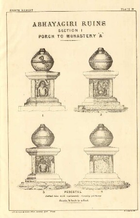 Plate IV. Abhayagiri ruins. Section I. Porch to monastery "A". Pedestal.