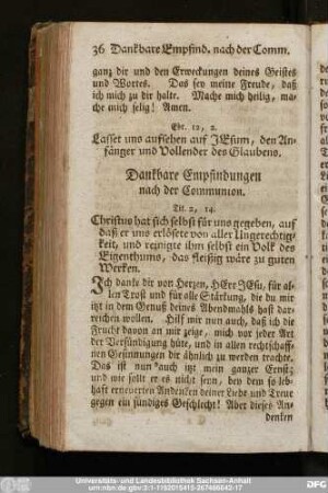 Dankbare Empfindungen nach der Communion.