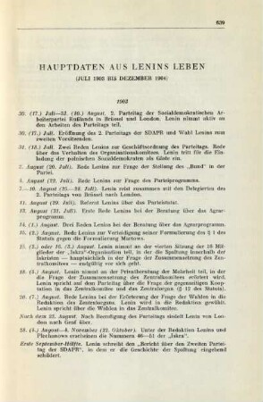 Hauptdaten Aus Lenins Leben (Juli 1903 Bis Dezember 1904)