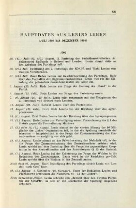 Hauptdaten Aus Lenins Leben (Juli 1903 Bis Dezember 1904)