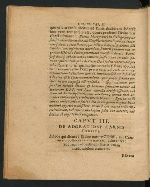Caput III. De Adoratione Carnis Christi.