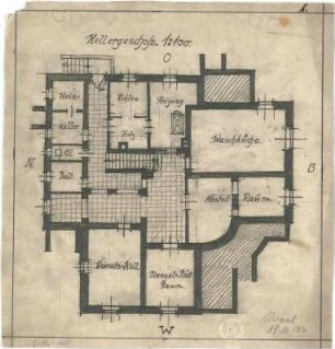 Wach, Hugo; Greppin (heute Bitterfeld-Wolfen); Wohnhaus Dr. Erlenbach - Grundriss Keller