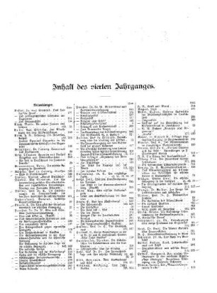 Inhalt des vierten Jahrganges