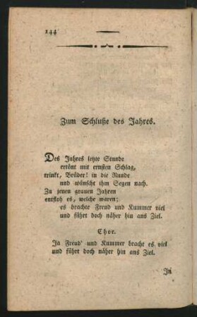 Zum Schluße des Jahres