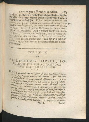 Titulus IX. De Principibus Imperii, Eorumque Iuribus Ac Praerogativis, Nec Non De Principi Paribus.