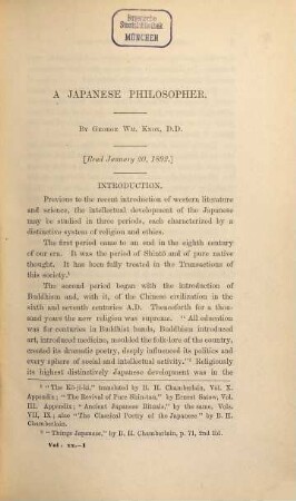 Transactions of the Asiatic Society of Japan, 20. 1893