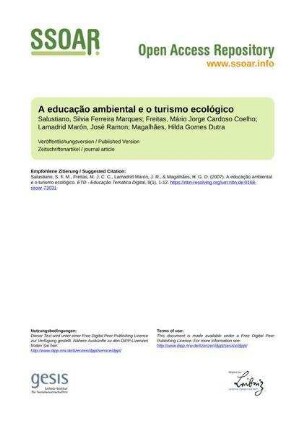 A educação ambiental e o turismo ecológico
