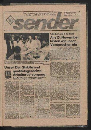 Betriebszeitung 'WF-Sender', Nr.47/1986 (3. Novemberausgabe 1986)