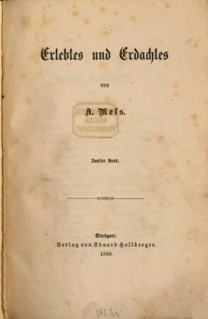Erlebtes und Erdachtes, 2