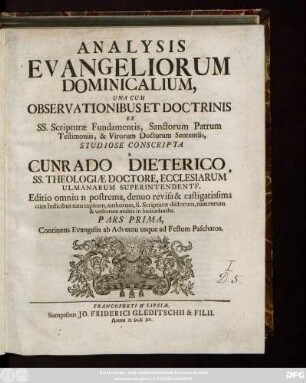 P. 1: Continens Evangelia ab Adventu usque ad Festum PaschatosE