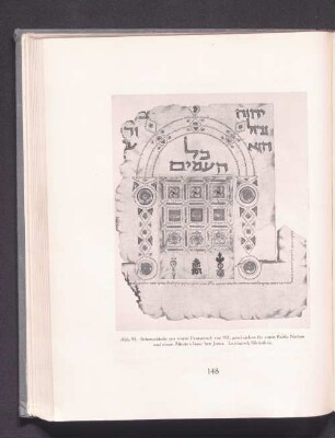 Abb. 95. Schmuckteile aus einem Pentateuch von 95l, geschrieben für einen Rabbi Nathan und einen Ältesten Isaac ben Josua. Leningrad, Bibliothek.