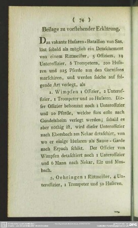 Beilage zu vorstehender Erklärung