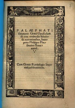 Palaephati Opusculum de non credendis fabulosis narrationibus
