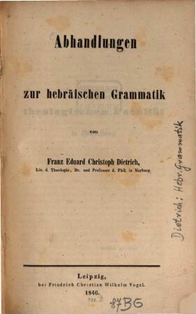 Abhandlungen zur hebräischen Grammatik