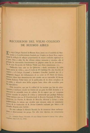 Recuerdos del viejo colegio de Buenos Aires