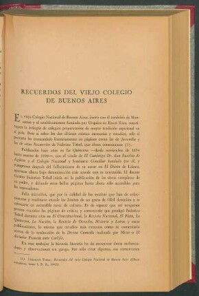 Recuerdos del viejo colegio de Buenos Aires