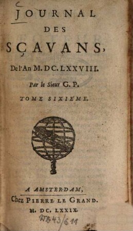Journal des sçavans. 1678 = T. 6 (1679)