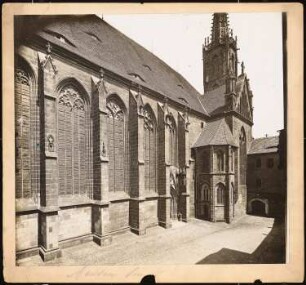 Schlosskirche, Meißen: Ansicht von der Südwestseite mit dem Südportal und der Johanniskapelle