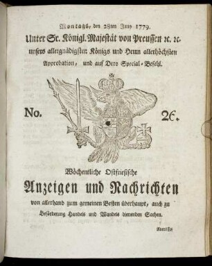 No. 26. Montags, den 28ten Juny 1779.