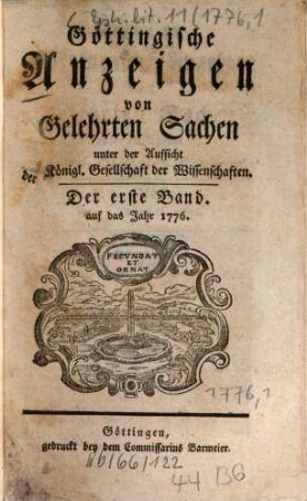Göttingische Anzeigen von gelehrten Sachen. 1776, 1