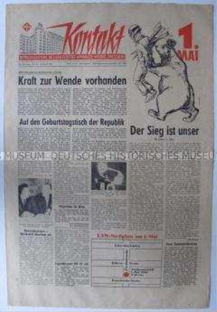 Betriebszeitung des VEB Elektro-Apparate-Werke J.W.Stalin u.a. zum 1. Mai und zum bevorstehenden 10. Jahrestag der DDR