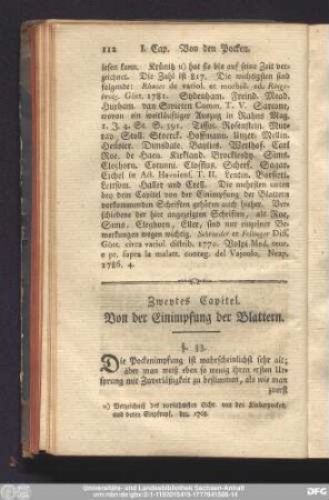 Zweytes Capitel. Von der Einimpfung der Blattern.