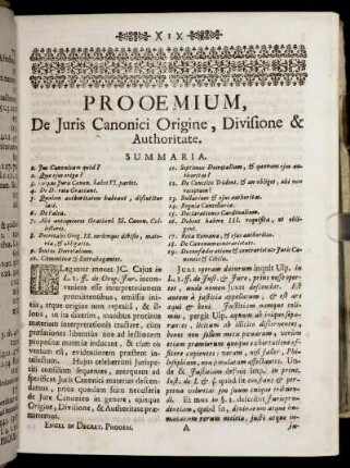 Prooemium, De Juris Canonici Origine, Divisione & Authoritate.