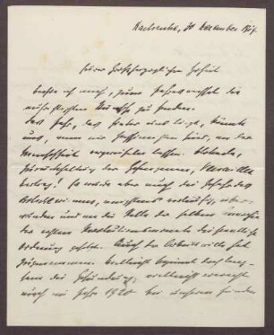 Schreiben von Ludwig Haas an Prinz Max von Baden; Resümee des Jahres 1919 und Würdigung der Leistungen des Prinzen Max