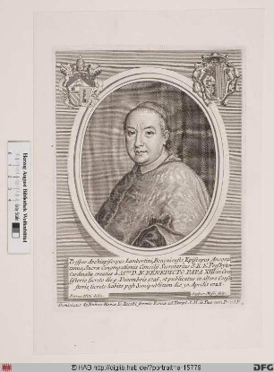 Bildnis Papst Benedikt XIV. (Prospero Lambertini) (reg. 17. 8. 1740 - 3. 5. 1758)