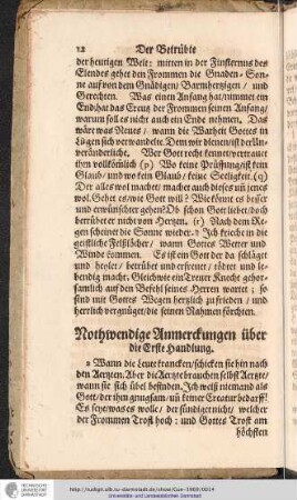 Nothwendige Anmerckungen über die Erste Handlung.