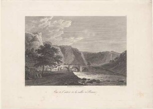 Der Plauensche Grund mit dem Forsthaus (Hegereiterhaus, links) und der Hegereiterbrücke nach Süden, aus Rittners Dresden mit seinen Prachtgebäuden um 1810