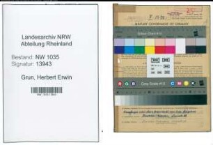 Entnazifizierung Herbert Erwin Grun , geb. 02.08.1905 (Kaufmaennischer Angestellter)