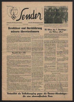 Betriebszeitung 'WF-Sender', Nr.13/1958 (11. April 1958)