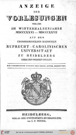 Wintersemester 1826/1827