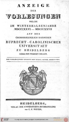 Wintersemester 1826/1827