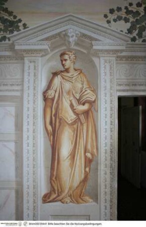 Freskendekoration mit mythologischem Zyklus, Pergola mit Figurennischen, Personifikation der Economia
