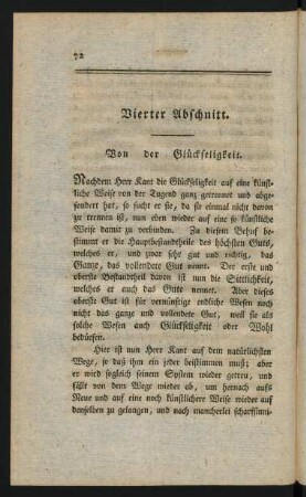 Vierter Abschnitt. Von der Glückseligkeit