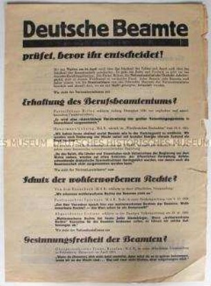 Flugblatt der SPD zur Preußischen Landtagswahl am 24. April 1932