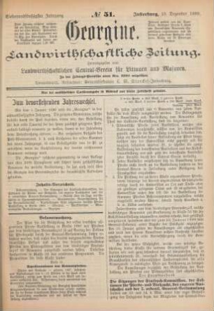 Siebenundfünfzigster Jahrgang. No. 51. Insterburg, 19. Dezember 1889.