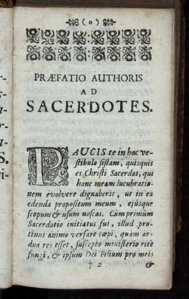 Præfatio Authoris Ad Sacerdotes.