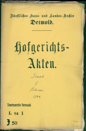 Isaak, Aron in Salzuflen gegen Richter F. A. Blume in Salzuflen - Schuldforderung