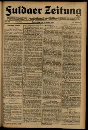 Erste Ausgabe vom Donnerstag, den 13. März 1913.