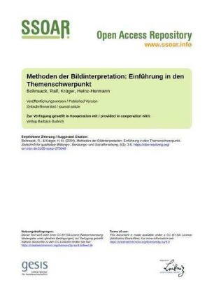Methoden der Bildinterpretation: Einführung in den Themenschwerpunkt