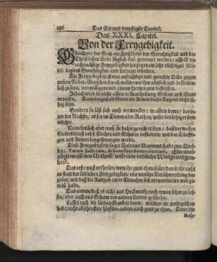 Das XXXI. Capitel. Von der Freygebigkeit