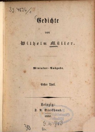 Gedichte von Wilhelm Müller. 1