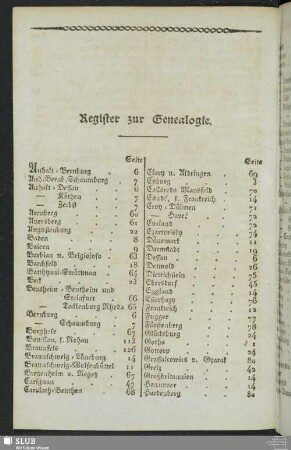 Register zur Genealogie